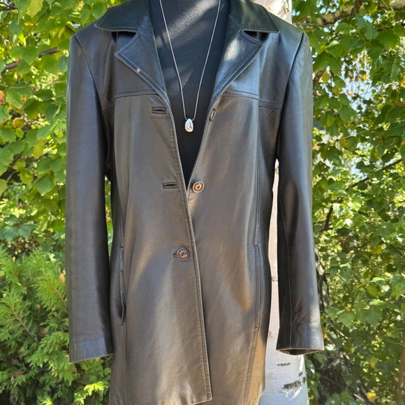 🖤 Classic Vintage Black Leather Coat - MIX Since 1989 - Made in Canada - Sz XL - Picture 1 of 14